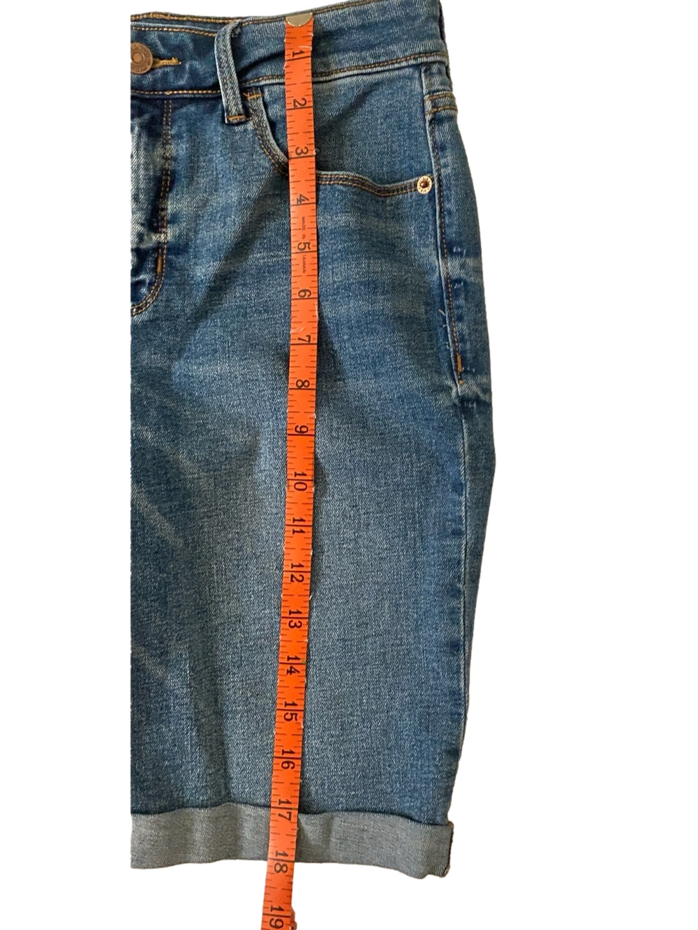 Old Navy High Rise Blue Denim Bermuda Shorts - Rolled Hem, Size 4 - Picture 9 of 9